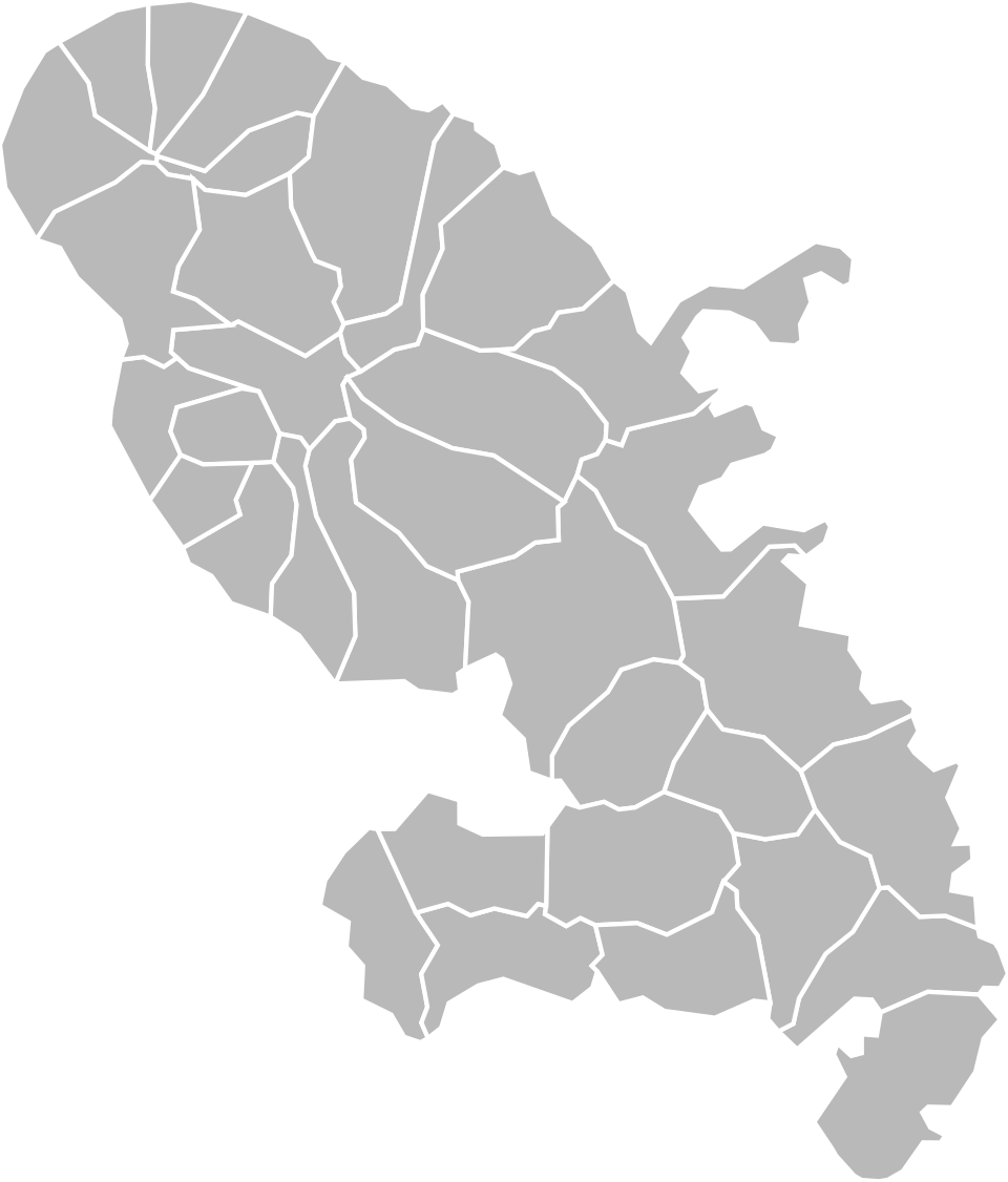 Carte de la Martinique avec les 34 communes